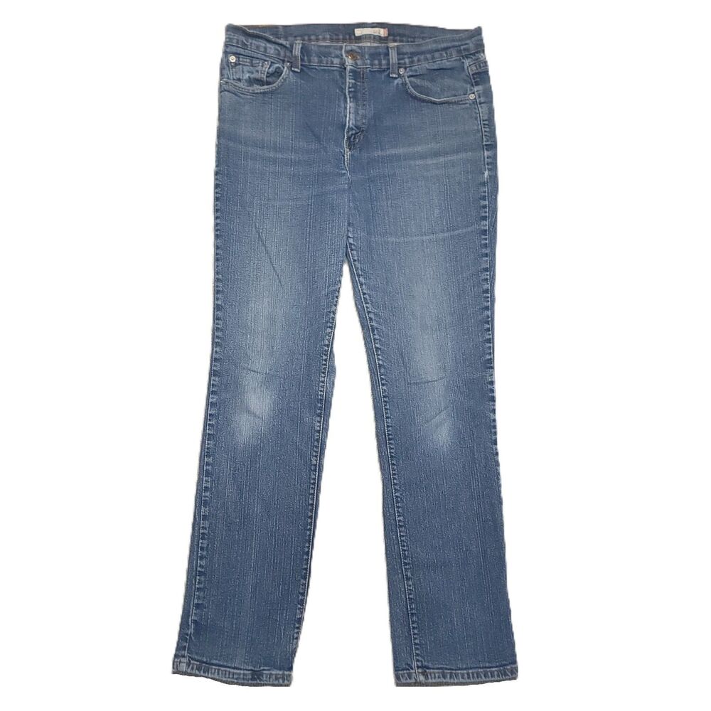 Levi's 505 Straight Leg Jeans Women's Size 12 Stretch Blue Denim Pants